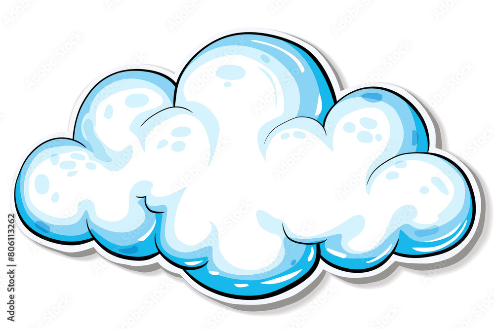 One cloud sticker isolated on white background One cloud sticker isolated on white background