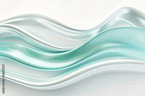 A tiddle wavy abstract background featuring a blend of aquamarine and pearl white  reminiscent of gentle sea waves  on a solid white background.