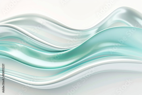 A tiddle wavy abstract background featuring a blend of aquamarine and pearl white, reminiscent of gentle sea waves, on a solid white background.