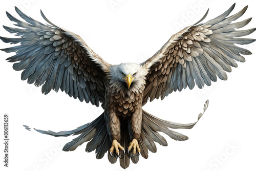 The bald eagle is a bird of prey found in North America. It is the national bird of the United States. photo