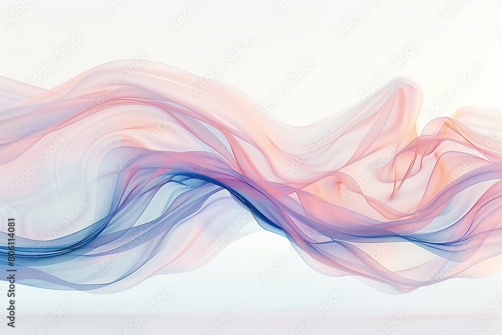Abstract tiddle waves in a combination of blush pink and sky blue, suggesting the softness of dawn, on a solid white background. Abstract tiddle waves in a combination of blush pink and sky blue, suggesting the softness of dawn, on a solid white background.