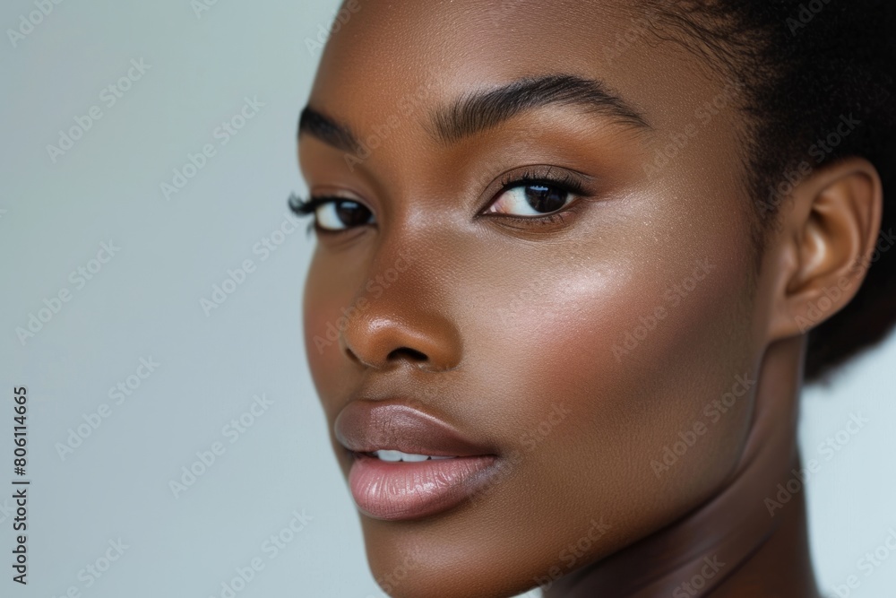 Radiant Natural Beauty: Close-Up of a Young Woman with Flawless Skin Radiant Natural Beauty: Close-Up of a Young Woman with Flawless Skin