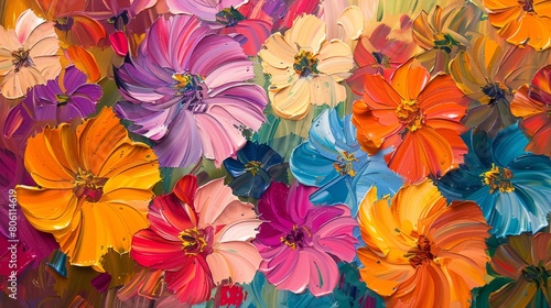 Beautiful floral background. Colorful flowers. Oil painting. Abstract art background. Beautiful background