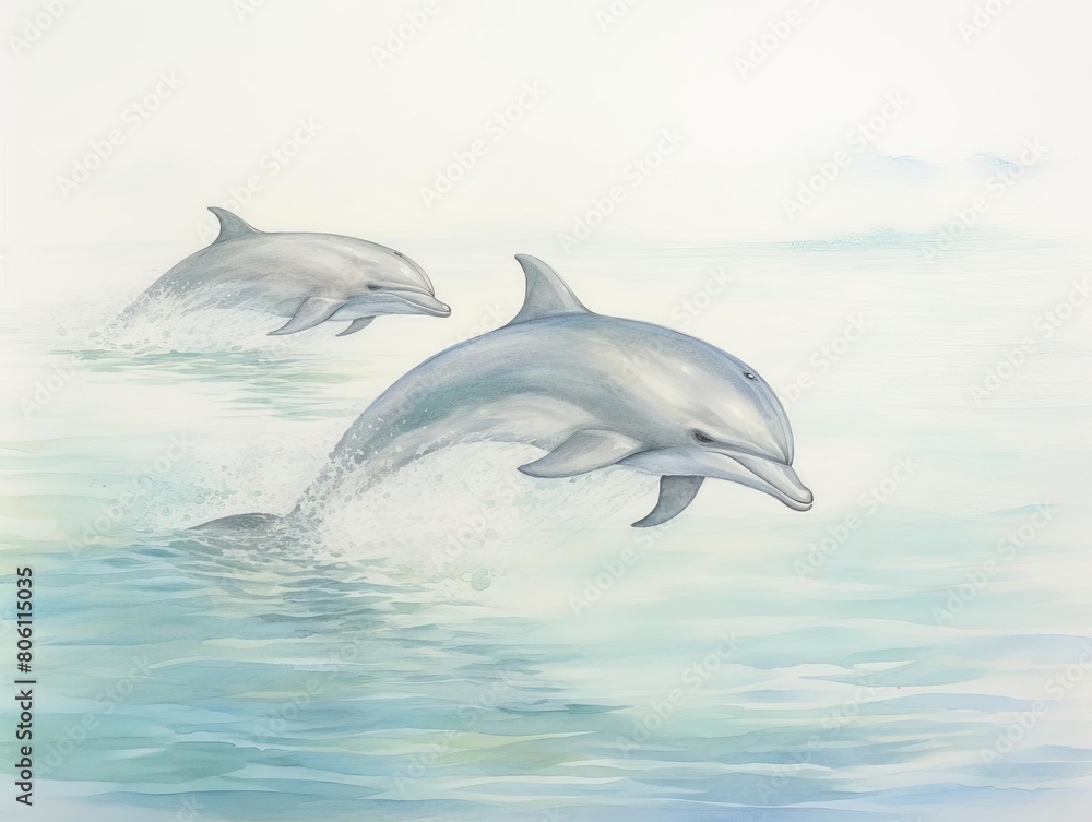 Fototapeta premium dolphin watching, dolphins near the coast
