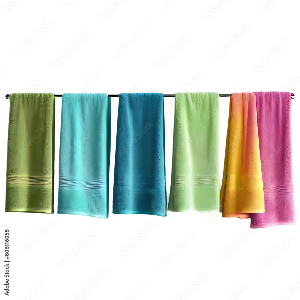 A collection of colorful bath towels Transparent Background Images 