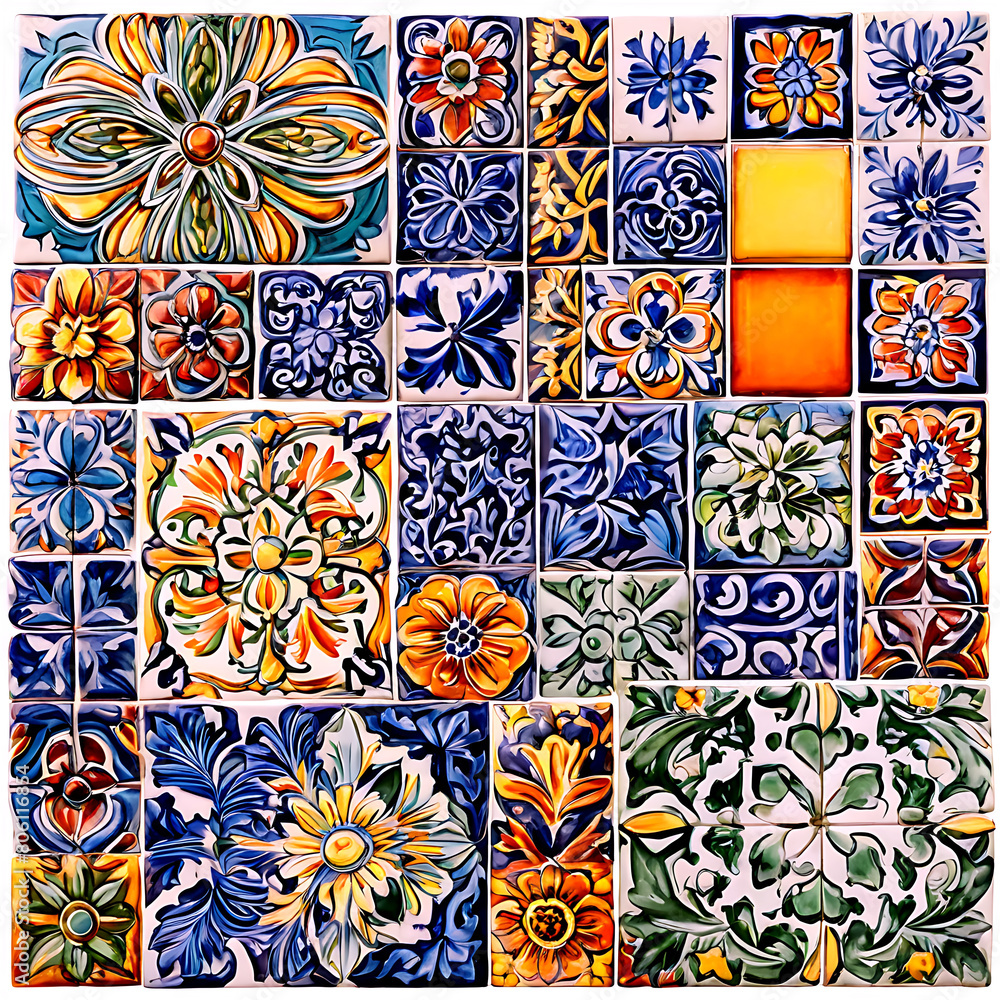 A collection of colorful ceramic tiles Transparent Background Images 