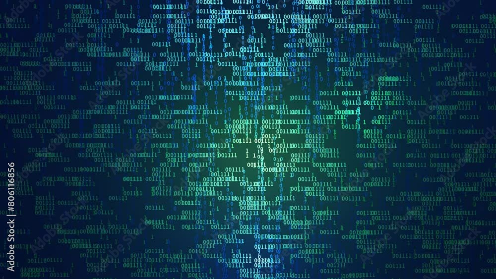 Abstract binary code background. Artificial intelligence, big data and digital technology concept. 3D rendering animation. Abstract binary code background. Artificial intelligence, big data and digital technology concept. 3D rendering animation.
