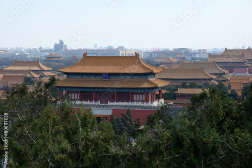 panorama of the Forbidden City from above  Beijing