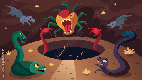 At the bottom of a pit filled with fake ss and spiders a voice booms out insults and threats testing their mental fortitude..