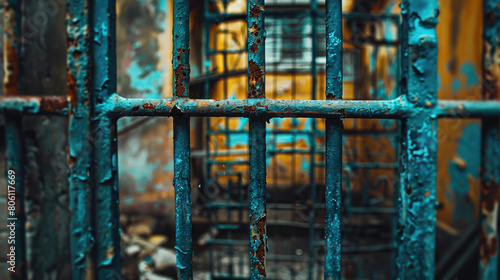 Background with rusty grid. Construction and industrial theme. photo