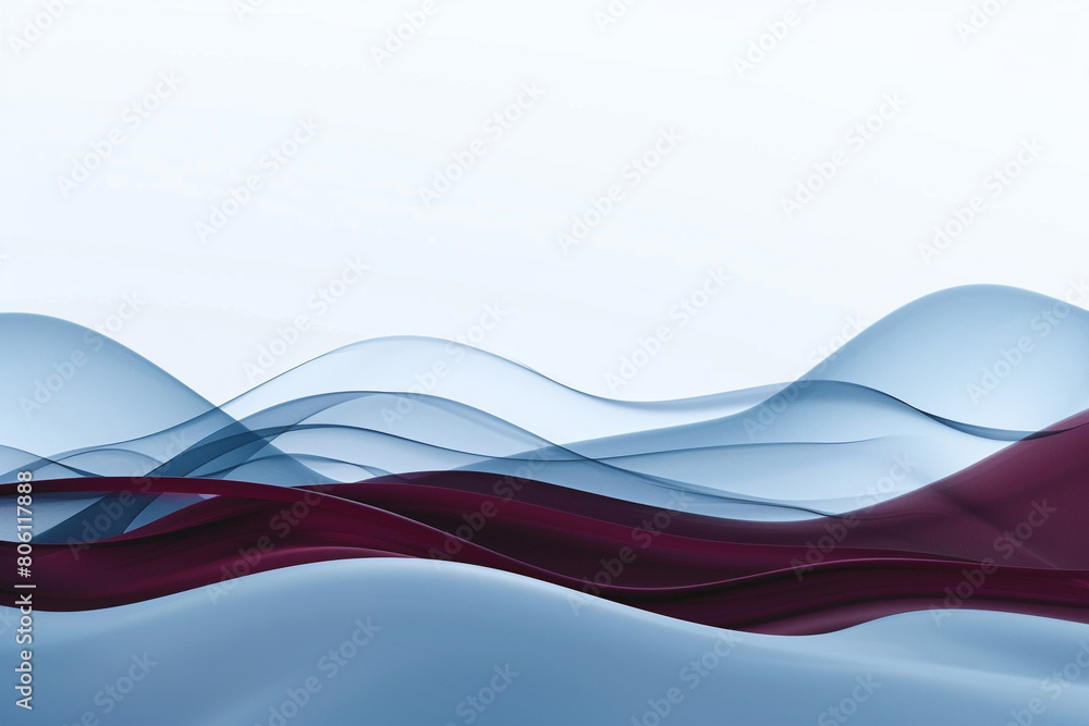 Naklejka premium Matte sky blue and soft maroon tiddle waves, creating a striking and eye-catching abstract on a solid white background.