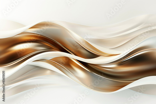 Metallic bronze and bright ivory tiddle waves, providing an elegant and timeless abstract design on a solid white background.