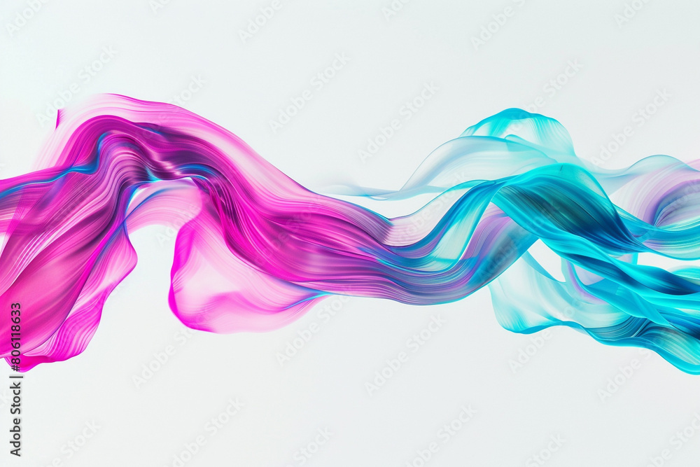 Neon tiddle waves in a fusion of bright fuchsia and cobalt blue, bringing a vibrant and lively energy to a solid white background.