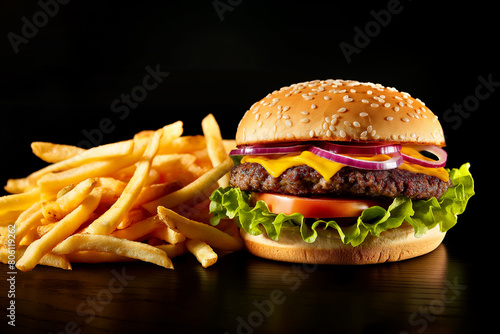 classic cheeseburger with golden fries