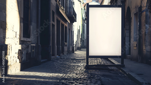 Blank vertical billboard mockup on residential block street photo