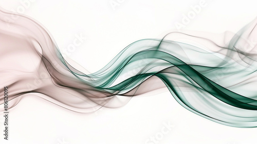 Smokey waves of muted rose and deep forest green, blending for a naturally elegant abstract on a solid white background.