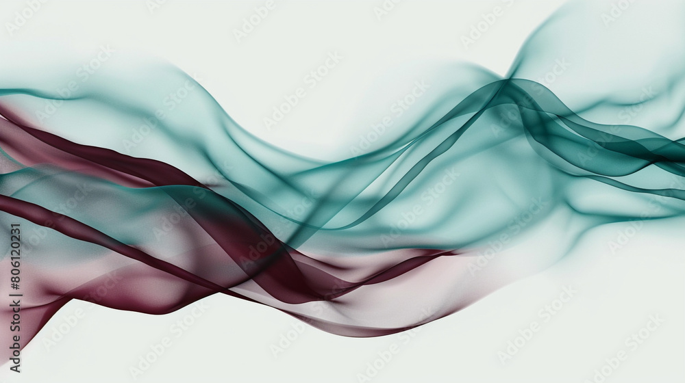 Smokey waves in soft teal and matte maroon, blending for a rich and inviting abstract on a solid white background. Smokey waves in soft teal and matte maroon, blending for a rich and inviting abstract on a solid white background.