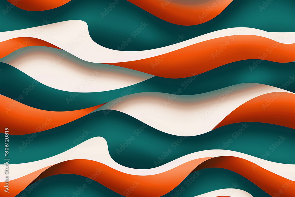 Soft matte orange and deep teal tiddle waves on a solid white background, offering a bold and energetic abstract pattern. Soft matte orange and deep teal tiddle waves on a solid white background, offering a bold and energetic abstract pattern.