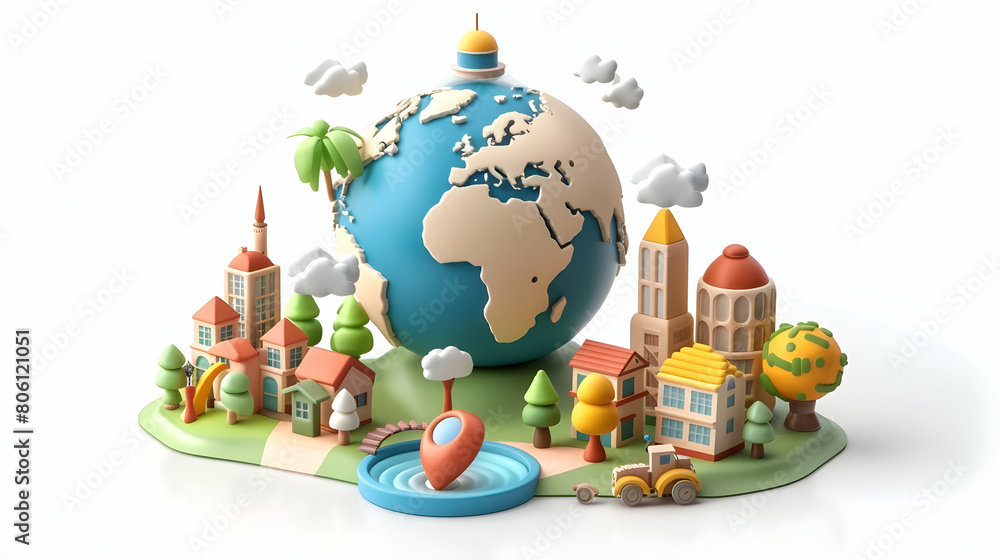 Cartoon Style 3D Icon for Global Expansion Strategy Illustration Cartoon Style 3D Icon for Global Expansion Strategy Illustration