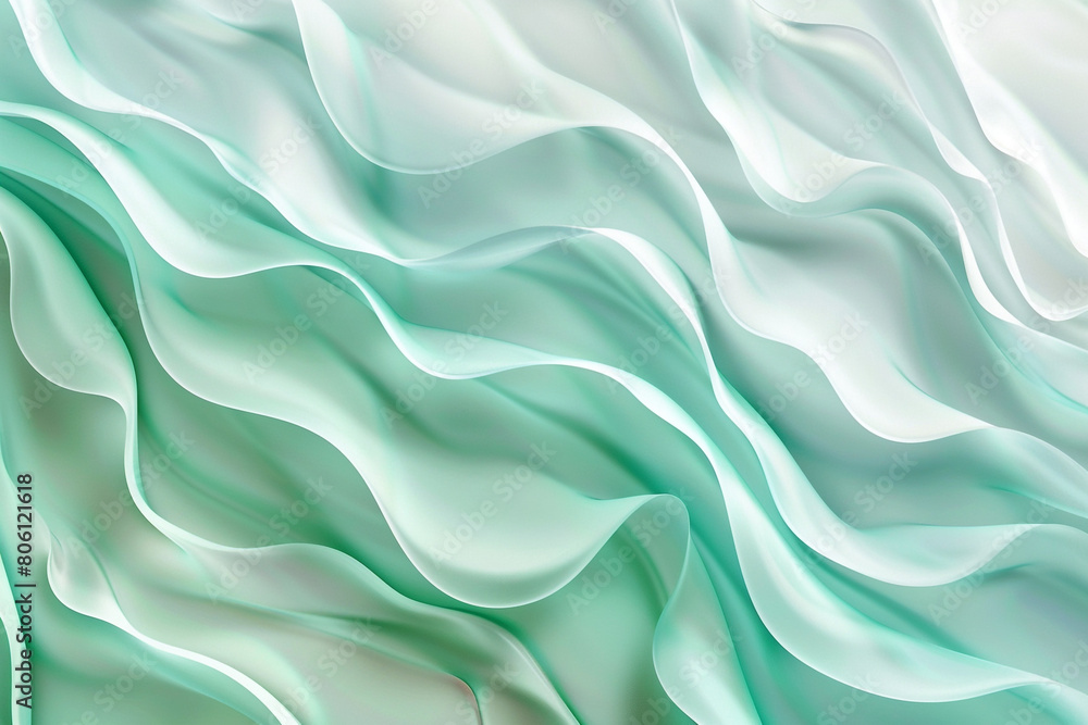 Tiddle waves in a cool blend of mint green and icy blue, bringing a fresh and airy feel to a solid white background.