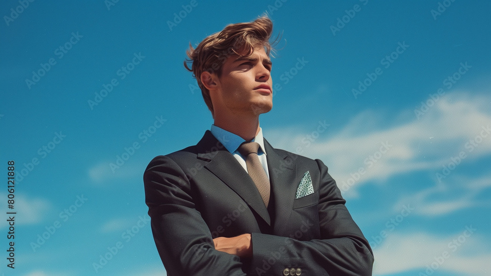 a sky-viewing businessman a sky-viewing businessman