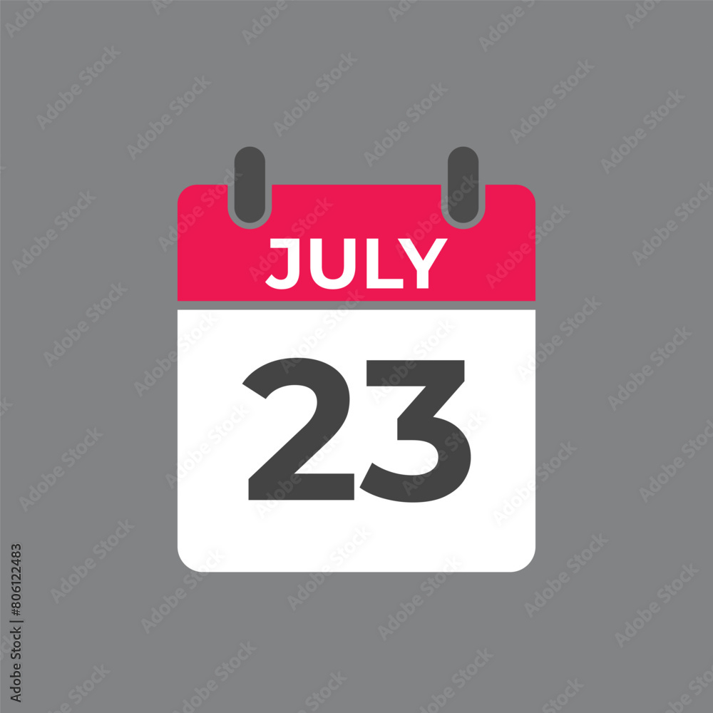 July 23 calendar reminder. 23 July daily calendar icon template. Calendar 23 July icon Design template. Vector illustration
July 23 calendar reminder. 23 July daily calendar icon template. Calendar 23 July icon Design template. Vector illustration