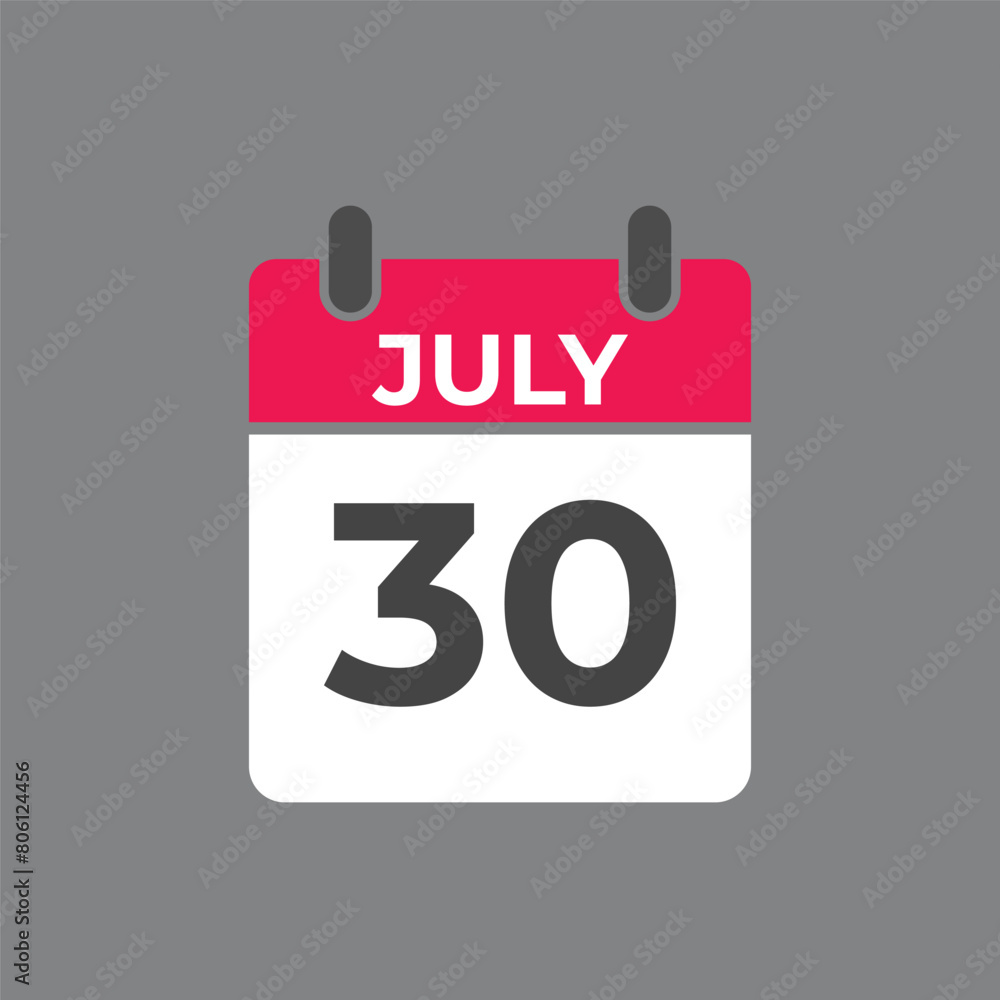 July 30 calendar reminder. 30 July daily calendar icon template. Calendar 30 July icon Design template. Vector illustration
July 30 calendar reminder. 30 July daily calendar icon template. Calendar 30 July icon Design template. Vector illustration