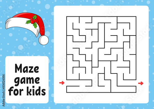 Maze game for kids. Funny labyrinth. Activity worksheet. Puzzle for children. cartoon style. Logical conundrum. Vector illustration.