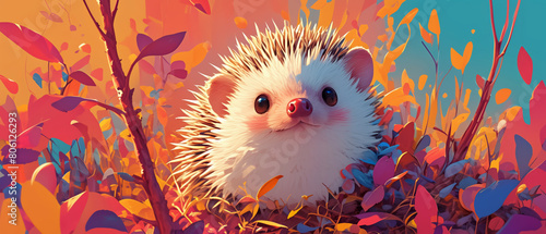An adorable African pygmy hedgehog posing for the camera., cute animal illustration photo