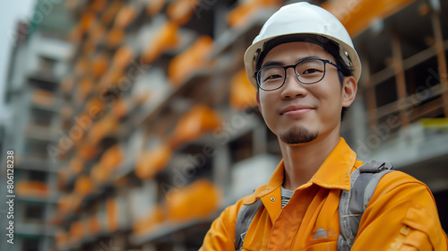 happy engineer at work with safety helmet achieving a career milestone  such as obtaining a professional certification