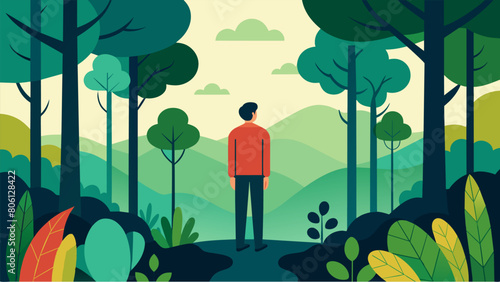 Standing tall amidst the trees one cant help but feel inspired by the Stoic virtues personified by the lush greenery.. Vector illustration photo