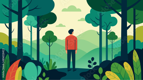 Standing tall amidst the trees one cant help but feel inspired by the Stoic virtues personified by the lush greenery.. Vector illustration