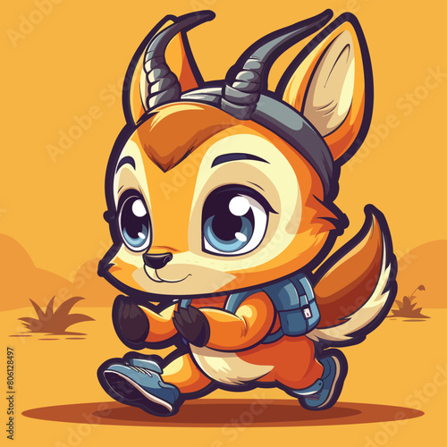 kawaii cute vector logo sticker of antelope