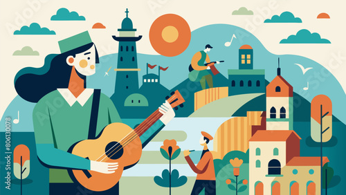 Get a taste of the citys folk music roots and hear the stories behind the songs that have stood the test of time. Vector illustration