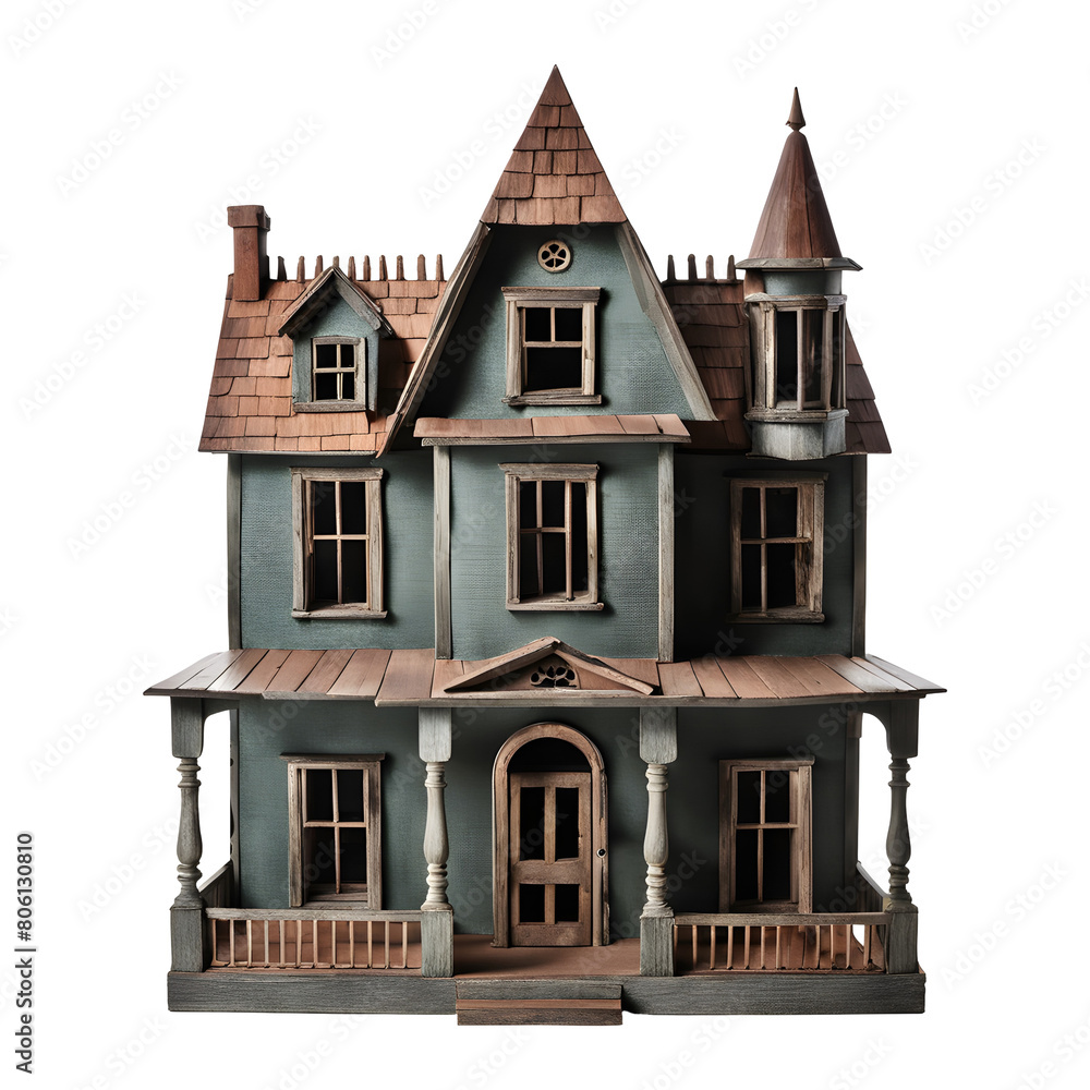 Spooky Dollhouse Isolated on Transparent Background Spooky Dollhouse Isolated on Transparent Background