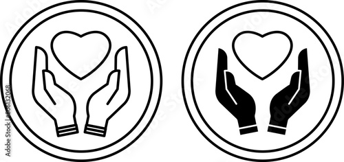 Cruelty Free Labels. Vector Icon of Heart in Human Hands. Not Tested On Animals. Made with love. Tag, Label For Natural and Organic Cosmetics