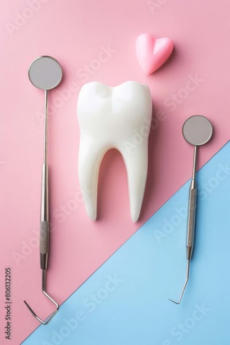 tooth model and dental tools  Generative AI 