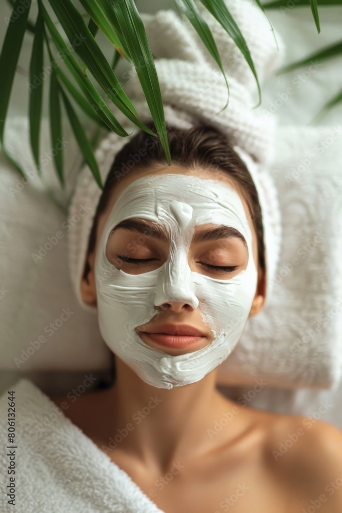 Fototapeta premium Relaxing moment of self-care with a facial mask