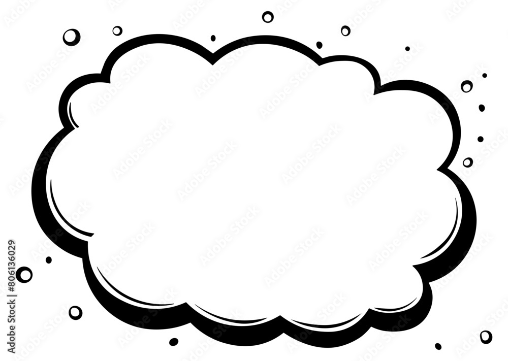 black dialog cloud or cloud frame without background