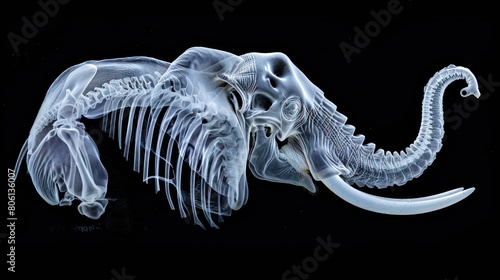 CT scan of an elephants trunk detailing muscular and tissue structure. photo