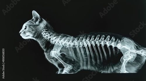Xray of a cats spine showing vertebrae alignment.