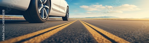 Wallpaper Mural High-Velocity Venture: Rear View of Business Car Swiftly Maneuvering a Highway Curve Torontodigital.ca