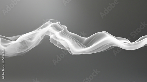 A minimalist smoke swirl in pure white against a deep gray background, suggesting the simplicity and elegance of modern art.