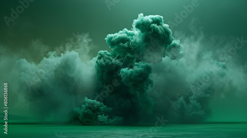 A lush cloud of smoke in forest green, subtly illuminated by a neon emerald texture that enhances its natural inspiration.