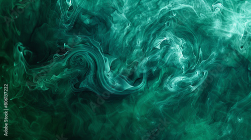 A mystical swirl of smoke in shades of emerald and sapphire, weaving through the air like a spell cast in a fantasy world.