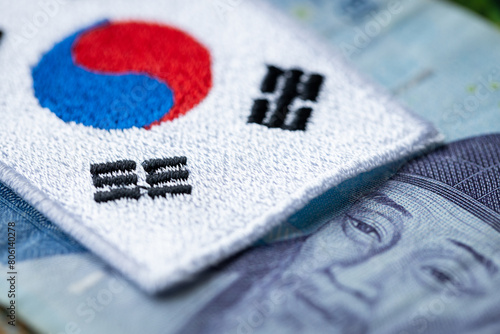 South Korean won and the symbol of South Korea, Financial concept related to Korea photo