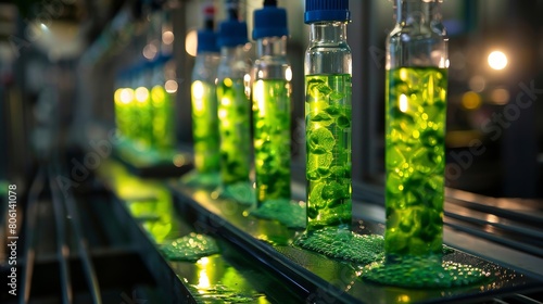 Photobioreactor in laboratory, algae fuel biofuel industry, plant treatment research in industrial laboratories for virus protection vaccine photo