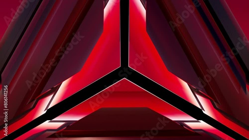 Futuristic transparent gate opening on black background. 3d animation