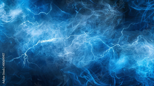 Electric blue smoke with streaks of bright white, sparking across the frame like lightning in a stormy sky. photo