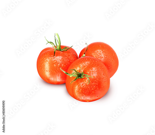 three ripe tomatoes in drops